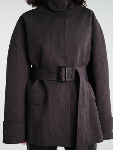 Studio Nicholson - Lurie Belted Cropped Jacket in Brown Marl