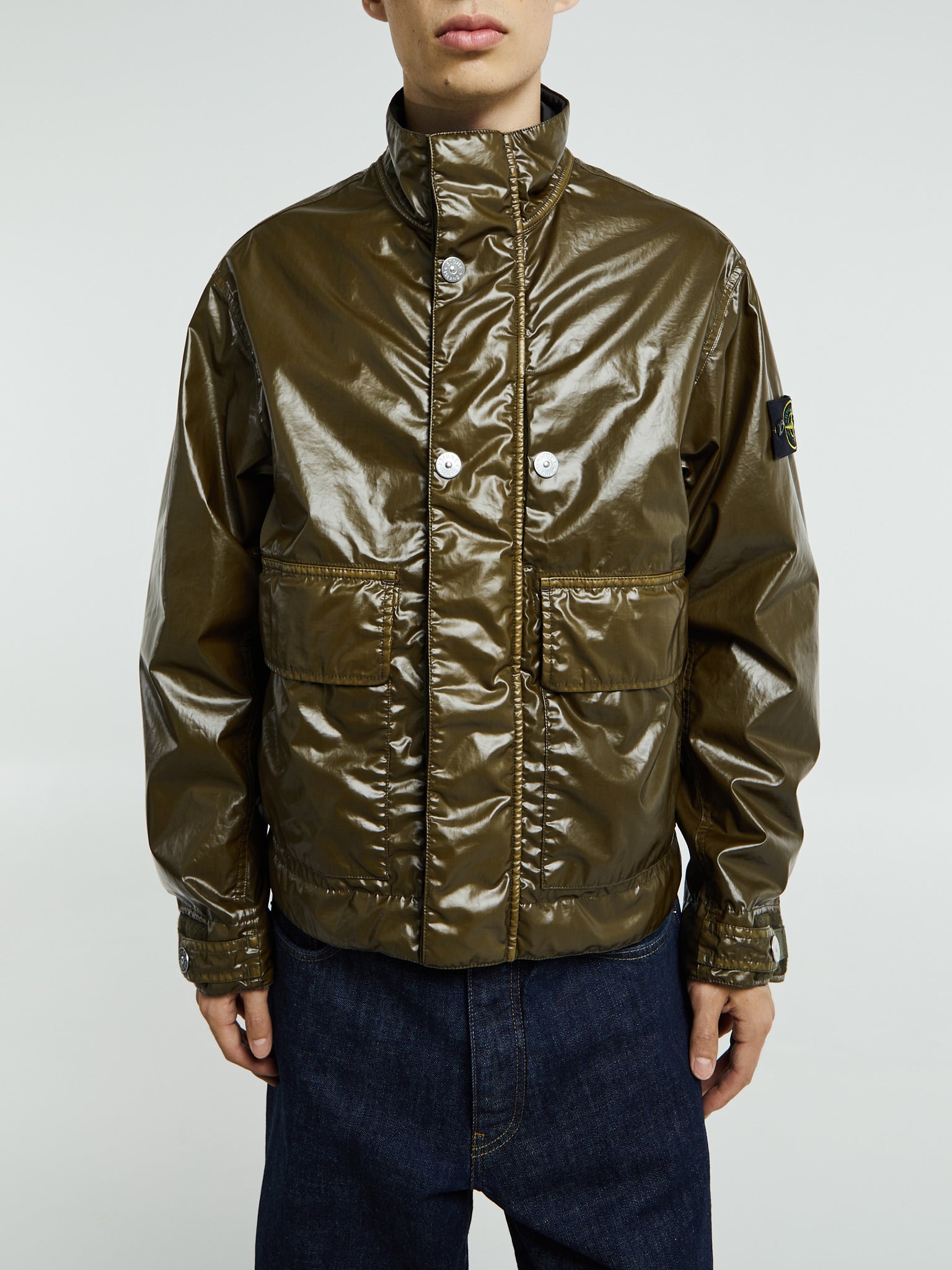 Stone Island - 4100016 Mussola Gommata-TC Jacket in Military Green