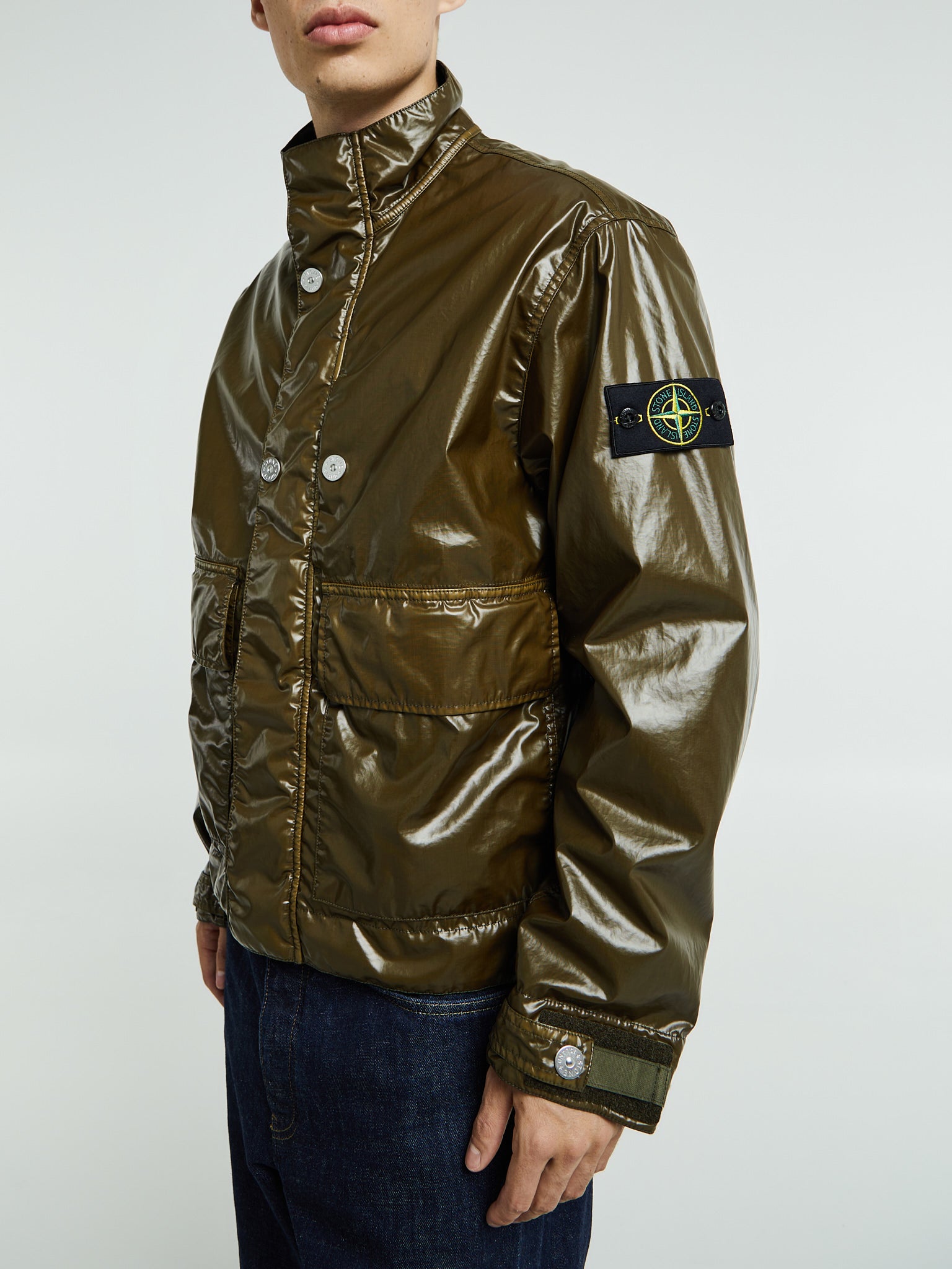 Stone Island - 4100016 Mussola Gommata-TC Jacket in Military Green