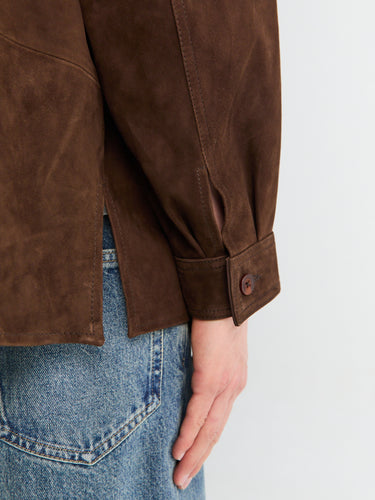 Sunflower - Suede Shirt in Dark Brown