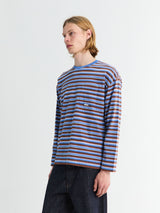 Sunflower - Stripe Longsleeve Pocket T-shirt in Blue