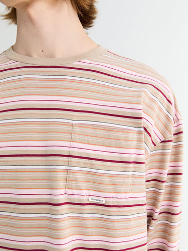Sunflower - Stripe Longsleeve Pocket T-shirt in Beige