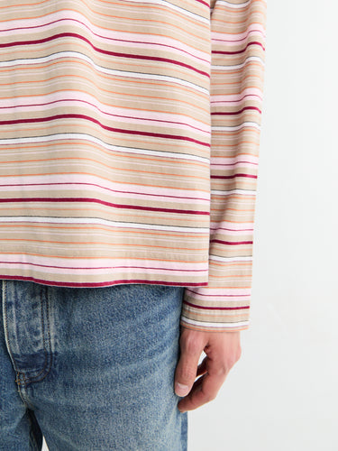 Sunflower - Stripe Longsleeve Pocket T-shirt in Beige