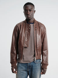 Sunflower - Leather Flight Jacket in Brown