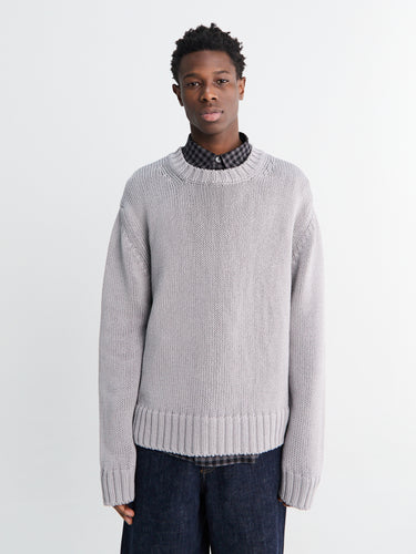 Frederik Cotton Sweater in Grey Melange