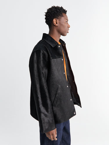 Sunflower - Coach Jacket in Black Cowhide