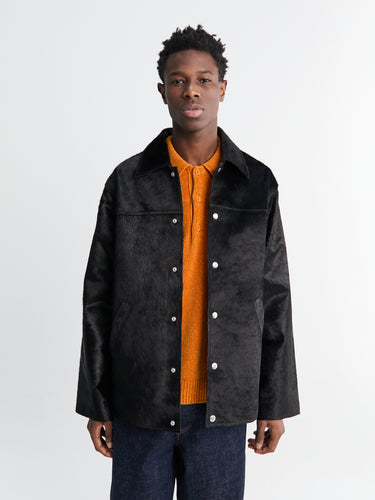Sunflower - Coach Jacket in Black Cowhide