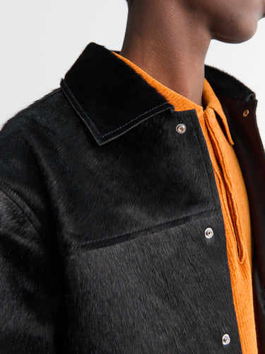 Sunflower - Coach Jacket in Black Cowhide