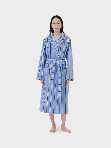 Tekla - Hooded Bathrobe in Bassett Stripes