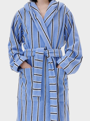 Tekla - Hooded Bathrobe in Bassett Stripes