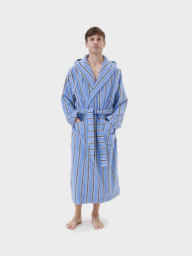Tekla - Hooded Bathrobe in Bassett Stripes