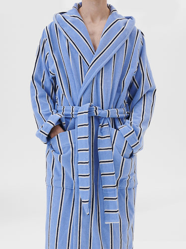 Tekla - Hooded Bathrobe in Bassett Stripes