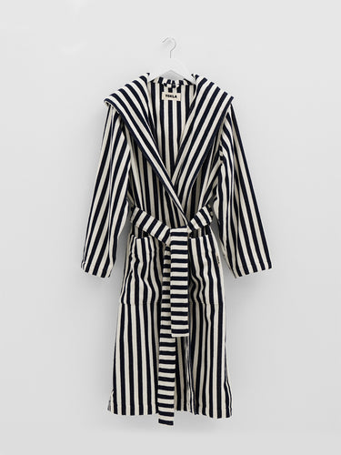 Tekla - Hooded Bathrobe in Humbug Stripes