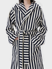 Tekla - Hooded Bathrobe in Humbug Stripes
