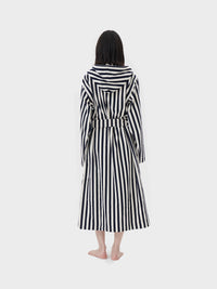 Tekla - Hooded Bathrobe in Humbug Stripes