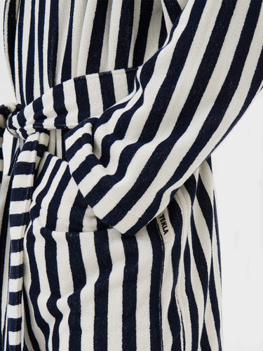 Tekla - Hooded Bathrobe in Humbug Stripes