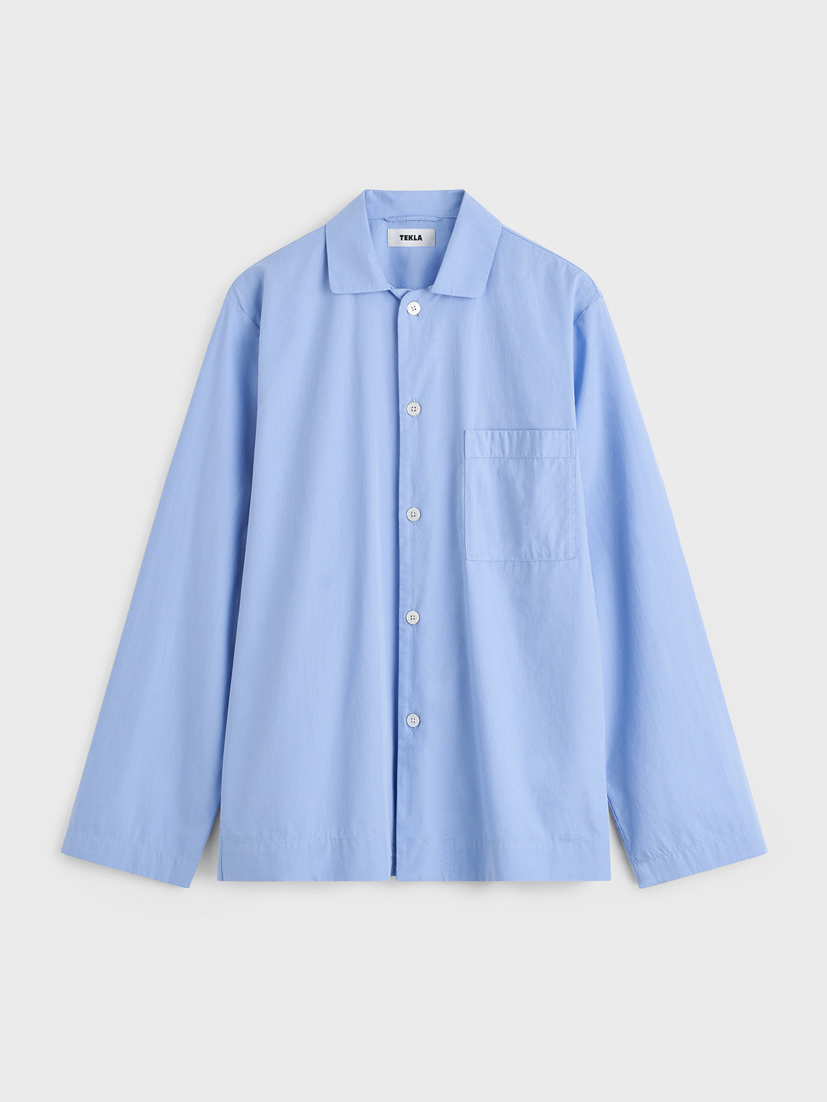 Poplin Pyjamas Skjorte i Cornflower Blue