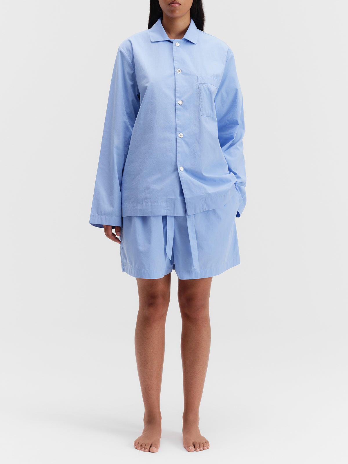 Poplin Pyjamas Shorts i Cornflower Blue