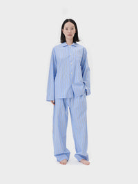 Tekla - Poplin Pyjamas Pants in Bassett Stripes