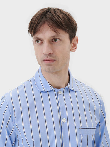Tekla - Poplin Pyjamas Shirt in Bassett Stripes