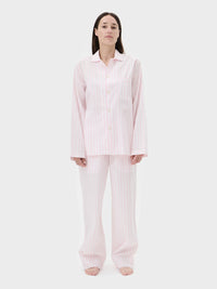 Tekla - Poplin Pyjamas Shirt in Hatty Stripes