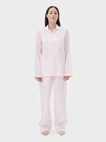 Tekla - Poplin Pyjamas Shirt in Hatty Stripes
