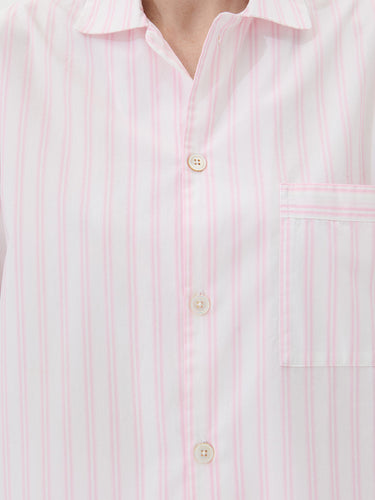 Tekla - Poplin Pyjamas Shirt in Hatty Stripes