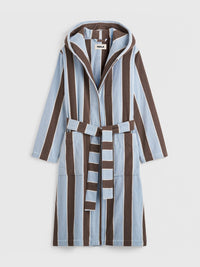 Tekla - Hooded Bathrobe in Cocoa Stripes