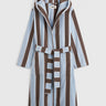 Tekla - Hooded Bathrobe in Cocoa Stripes