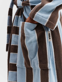 Tekla - Hooded Bathrobe in Cocoa Stripes