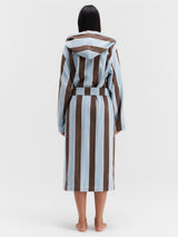 Tekla - Hooded Bathrobe in Cocoa Stripes