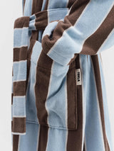 Tekla - Hooded Bathrobe in Cocoa Stripes