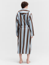 Tekla - Hooded Bathrobe in Cocoa Stripes