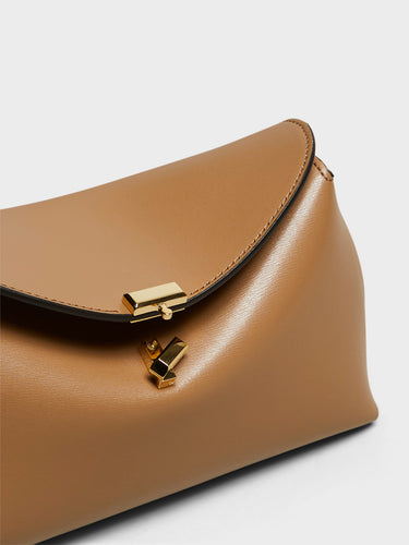 TOTEME - T-Lock Leather Clutch in Camel