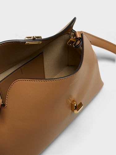 TOTEME - T-Lock Leather Clutch in Camel