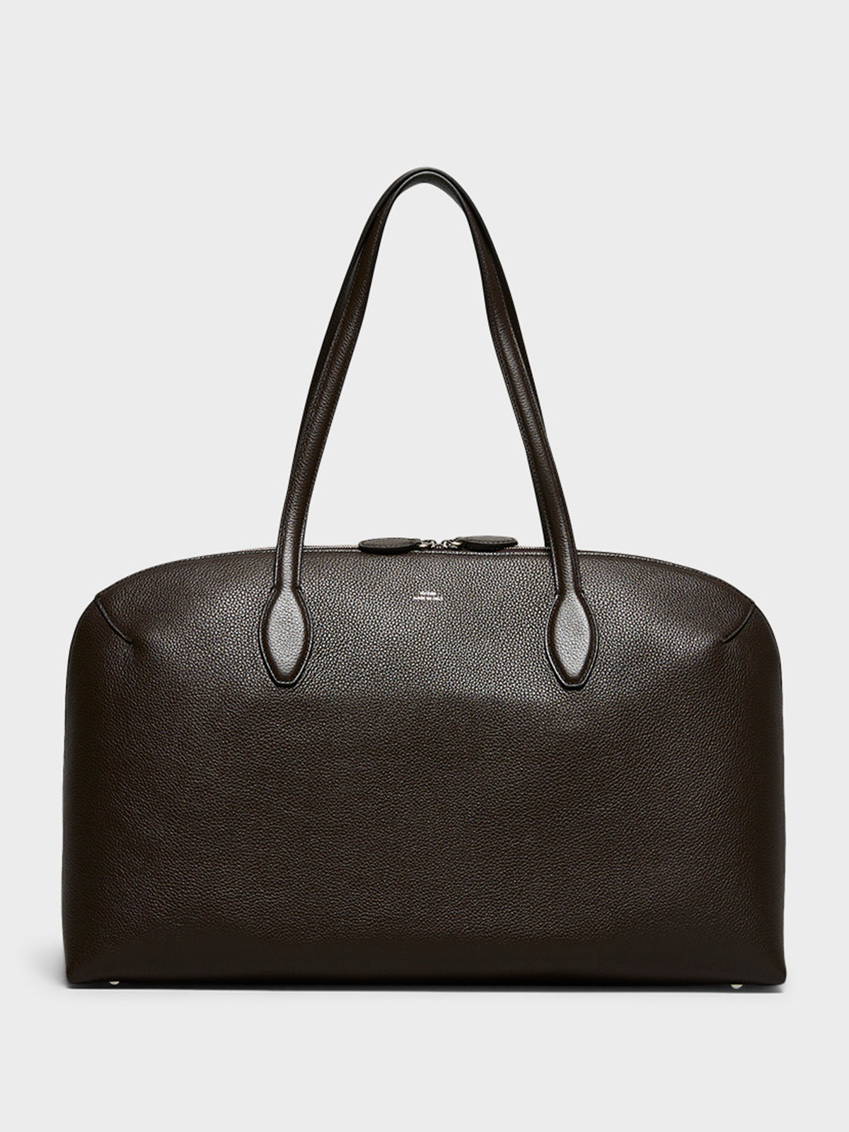 Grained-Leather Day Tote in Dark Chocolate