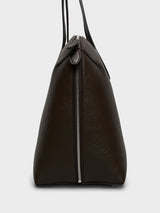 TOTEME - Grained-Leather Day Tote in Dark Chocolate