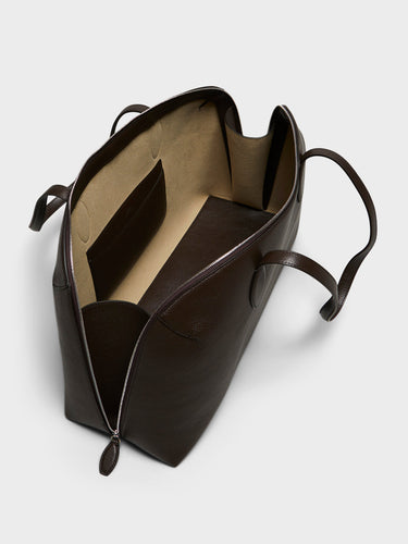 TOTEME - Grained-Leather Day Tote in Dark Chocolate