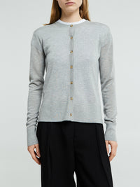 TOTEME - Fine Knit Cardigan in Grey Melange