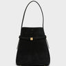 TOTEME - Belted Suede Bucket Bag in Black