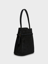 TOTEME - Belted Suede Bucket Bag in Black