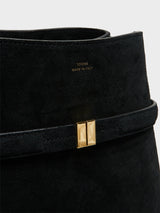 TOTEME - Belted Suede Bucket Bag in Black