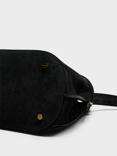 TOTEME - Belted Suede Bucket Bag in Black