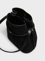 TOTEME - Belted Suede Bucket Bag in Black