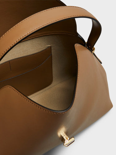 TOTEME - T-Lock Leather Top Handle Bag in Camel