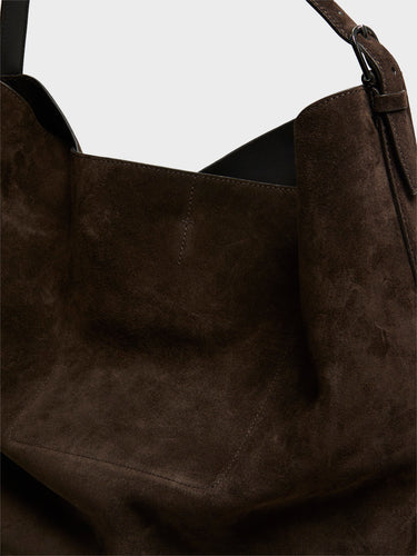 TOTEME - Suede Belted Tote Bag in Brown