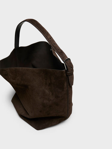 TOTEME - Suede Belted Tote Bag in Brown