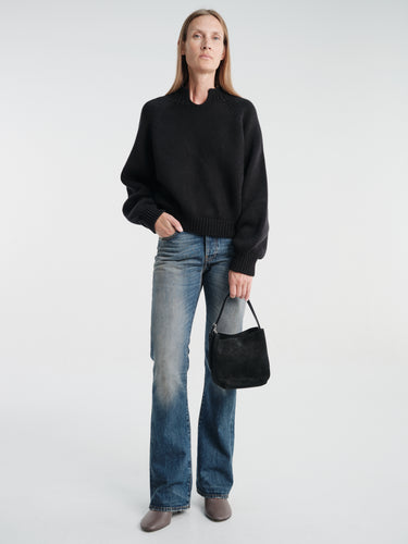TOTEME - Petite Belted Suede Tote in Black