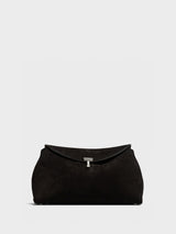 TOTEME - T-Lock Suede Clutch in Espresso