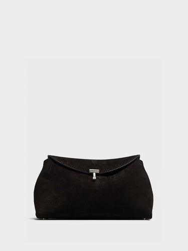 TOTEME - T-Lock Suede Clutch in Espresso